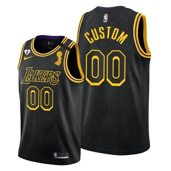 Men's Los Angeles Lakers Active Player 2020 Black Customized Black NBA Finals Champions With Gigi Patch Stitched Jersey